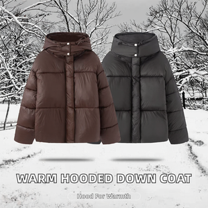 Veste décontractée chaude pour femme, printemps 2026, en polyester tissé respirant, épaisse, à capuche, col mandarin, avec détails boutonnés et fermeture éclair rétro - Product Image 2