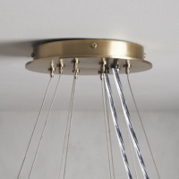Lustre rond à LED réglable en hauteur à 2 niveaux Jeunet, design ARHAUS en verre de luxe, pour villa, hôtel, salon