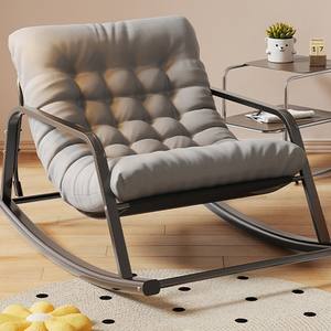 Fauteuil à bascule avec coussin gris, chaise de jardin durable pour la détente à la maison et le bronzage - Product Image 1