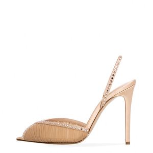 Trending Ladies Shoes 2024 Nude Pink Purple Mesh Slingback Stiletto <b>Sandals</b> - Product Image 3