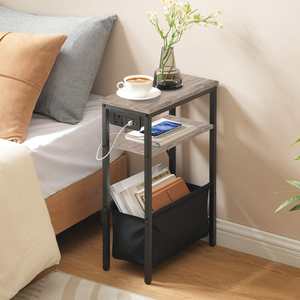 Wholesale Narrow Nightstand with Charging Station, Slim <strong>Bedside</strong> <strong>Table</strong> with USB Ports, <strong>Skinny</strong> Bed Side Cabinet with Power Outlets - Product Image 5