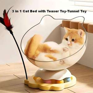 Juguete Interactivo para Gatos con Bola Giratoria y Plumas, Diversión para el Autoentretenimiento, Varitas para Gatos y Diseño de Cama con Forma de Cápsula Espacial - Product Image 4