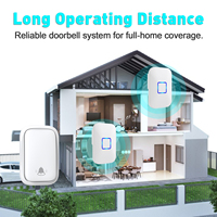 Sonnette sans fil étanche Daytech DB09, bouton auto-alimenté, sonnette électronique, réception de signal longue distance, noir/blanc ABS
