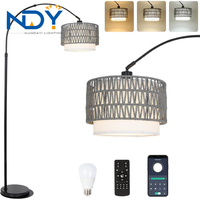 Lampadaire Vintage E27 Salon Étude Chambre Creative Simple Rotin Tissu Couverture Réglable Angle Lampadaires