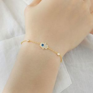 Dylam Eye-shaped Amulet Fine Fashion Jewelry <b>Solid</b> Sterling <b>Silver</b> Link Chain Evil 5A Zirconia Blue Eyes Hamsa <b>Bracelets</b> - Product Image 4