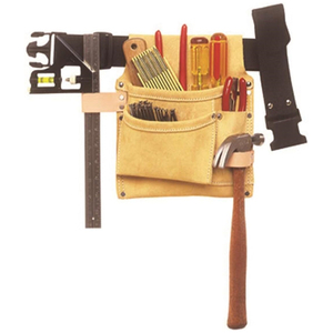 Sac à outils et clous <span class=keywords><strong>de</strong></span> <span class=keywords><strong>charpentier</strong></span> en daim professionnel personnalisé I823X 8 poches les anneaux <span class=keywords><strong>de</strong></span> marteau doubles en acier empêchent les rayures sur la poignée - Product Image 4