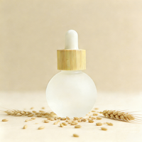Flacon compte-gouttes en verre givré de forme ronde de 20 ml pour huile essentielle de bambou