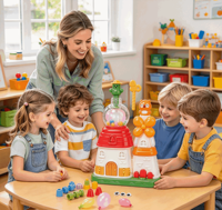Kit de machine à ballons Fun Farm avec pompe de gonflage, ballons, autocollants pour les yeux et animaux, jouet créatif DIY pour enfants