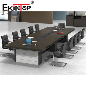 Mesa de conferencias Ekintop de 240 cm, mesa de reuniones de madera maciza con juego de sillas para sala de juntas - Product Image 1