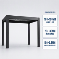 Pergola en aluminium thermolaqué à commande automatique, style antique, pour terrasse, balcon, jardin, patio, cour, ombrage extérieur 3x3m