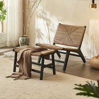 Fauteuil simple de style Wabi-sabi, fauteuil de loisirs en bois massif tressé, fauteuil inclinable pour salon, fauteuil rétro