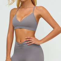 Sujetador Deportivo Sexy con Tirantes Ajustables y Relleno Extraíble, Diseño Profundo en V, 90% Nailon, para Yoga