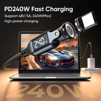 (Nuevo 2026) Cable de Carga Rápida y Datos 3 en 1 Tipo C (USB-C) de 9 Pines y 240W con Rotación de 540° y Pantalla Digital para Teléfono y Portátil, 5A