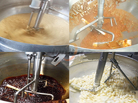 Marmite de cuisson industrielle en acier inoxydable à double enveloppe, à gaz ou électrique, pour la fabrication de sauces caramel, de confiseries et de sirops de canne à sucre, avec agitateur