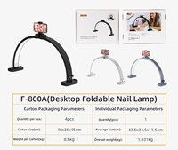 LAMWO Lampe à ongles LED UV pliable demi-lune 45W en acrylique, professionnelle pour salon, éclairage pour tatouage et support de téléphone