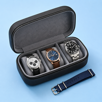 Étui de voyage pour montres en EVA personnalisé, 3 emplacements, organiseur de montres de luxe, boîte de rangement rigide avec fermeture éclair, étui de transport pour montres pour hommes