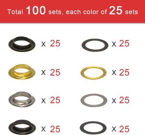 1/2 Inch Nickel-Free Iron Round Plated Grommet <strong>Kit</strong> 100 Sets 12mm <strong>Eyelets</strong> Silver Metal Storage Box - Product Image 3
