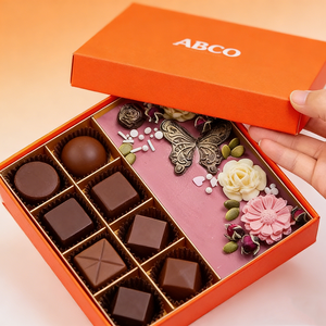 Boîtes à chocolat personnalisées avec impression, emballage cadeau, boîte en papier avec couvercle supérieur et inférieur, emballage pour chocolat - Product Image 1
