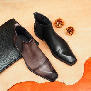 Bottes formelles de luxe pour hommes, de haute qualité, fabriquées à la main, en cuir véritable durable, style rétro, hautes, chaudes, en cuir, style italien - Product Image 5