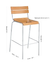 Ensemble de chaises de salle à manger contemporaines en bois massif sans accoudoirs avec repose-pieds pour comptoir de cuisine