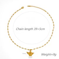 Collar con colgante de ala de Ángel para mujer, cuentas y cadena de acero inoxidable chapadas en oro, regalo de joyería bonito y delicado para ella