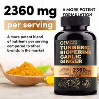 Capsule de Curcuma Biologique de Chine en Gros OEM, Supplément Naturel de Curcumine, Biopérine, Extrait de Racine d'Ail et de Gingembre