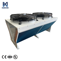 Condenseur sec en forme de V à refroidissement par air, serpentin en cuivre, ailettes en aluminium hydrophiles avec 2 ventilateurs pour chiller HVAC et chambre froide