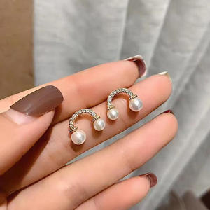 Accesorios de Plata S925 para DIY con Perlas, Soporte Hueco para Pendientes de Doble Perla con Cuentas de 6-7mm, Joyería de Plata 20605 - Product Image 1