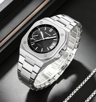 Montre à quartz carrée pour homme Skmei 2572, bracelet en acier inoxydable, étanche, multifonction, calendrier, sport, montre-bracelet pour homme