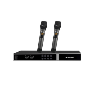 Sistema de Micrófono Inalámbrico Dual de 1200 MHz con Auriculares Lavalier de Cuello de Cisne y Micrófono de Escritorio para Conferencias - Product Image 4