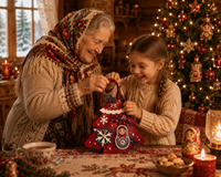 Sac cadeau en feutre en forme de sapin de Noël pour le marché russe, Noël orthodoxe, sac à bonbons et friandises en non-tissé pour le Nouvel An et les Matryoshkas