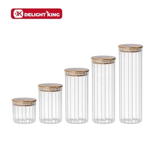 Eudr Sọc Thiết Kế Thực Phẩm Lưu Trữ Lọ Thủy Tinh Với Nắp Tre Tre Lưu Trữ Jar Thực Phẩm Container Cho Nhà Bếp Lưu Trữ - Product Image 4