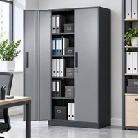 Armoire de rangement en acier à 2 portes verrouillable, armoire de bureau en métal avec étagères pour atelier, entrepôt, classement de dossiers, noir, usage commercial