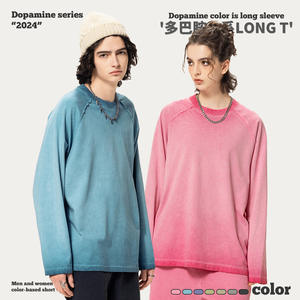 Camiseta de manga larga para hombre de la marca Chao, camiseta de lavado sucio para hombre con estampado de Color sólido pesado de 270g, Estilo Europeo Americano Ins - Product Image 5