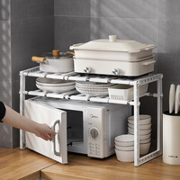Étagère de rangement de cuisine télescopique extensible à double niveau, à poser au-dessus de l'évier, pour organiser les assiettes et les bols