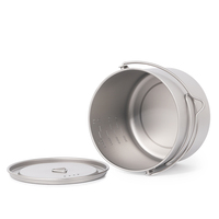 Vaisselle de camping Ensemble d'ustensiles de cuisine en titane Chaudron de tourisme Pot de cuisson extérieur Pique-nique Cuisine Randonnée Trekking 900ml/1100ml/1600ml