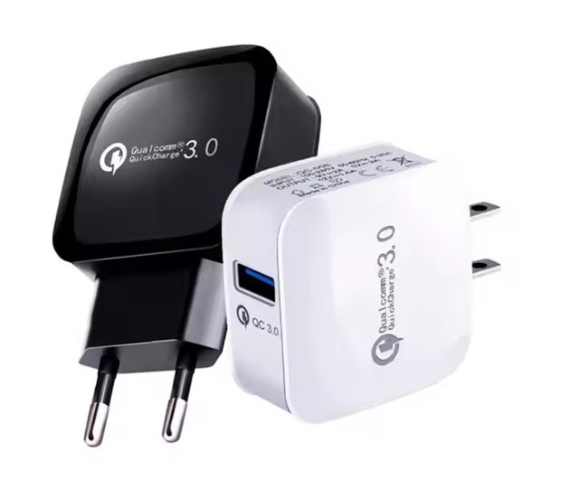 Single Port 18W QC3.0 USB Wall Charger Portable Power Adapter EU US Plug Fast Charging Travel Block for Mobile Phone