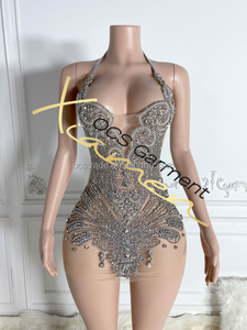 Ocstrade Beaded Applique Rhinestone Party Dinner Birthday Cocktail Dresses Women <strong>Pu</strong> <strong>Leather</strong> Bodycon Club Dresses Sexy New 2024 - Product Image 3