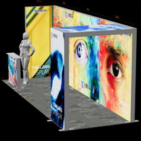Stand d'exposition modulaire 6*3M, affichage multi-faces éclairé avec mur d'images géant et boîte à lumière supérieure, cube portable pour salon professionnel