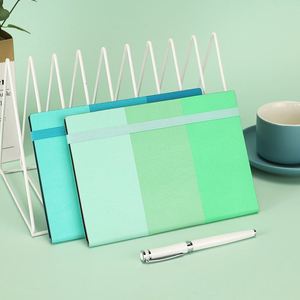 Agenda Organizadora A5 con Tapa Dura de PU, Rayas Verdes y Azules, Banda Elástica, Cuaderno, Diario Estudiantil, Regalo para Conferencias - Product Image 1