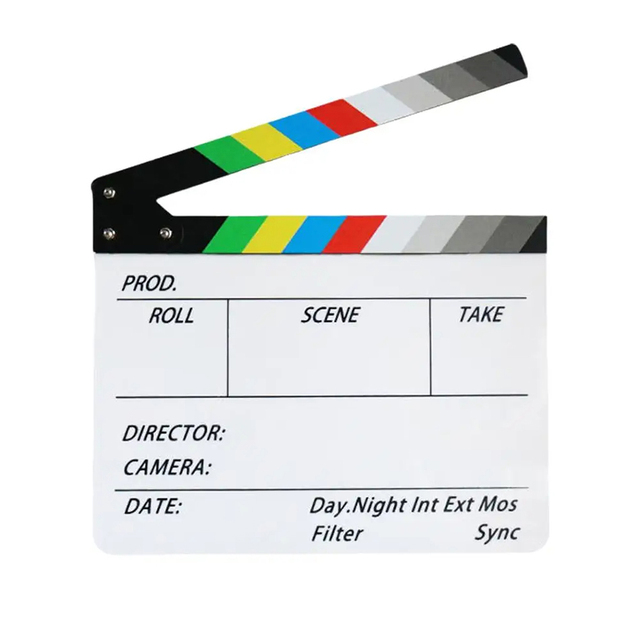 Lightweight Multicolor Acrylic Movie Clapperboard 30x25cm Dry Erase Film Slate with Marker for Studio Photo & Video Accessories