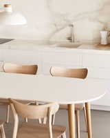 Table à manger extensible avec plateau en MDF et finition peinture métallique, pieds en placage de bois, extensible pour la maison, le restaurant, le café, fonctionnelle