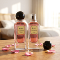 Bouteille de parfum carrée en verre à fond épais de 100ml avec bouchon en bois