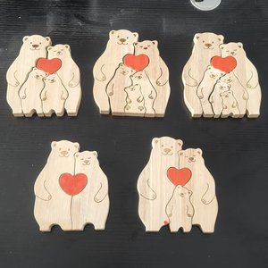 Puzzle in Legno Personalizzabile a Forma di Orsetto, Regalo Unico per la Famiglia, Festa della Mamma, Festa del Papà, Decorazione per la Casa - Product Image 6