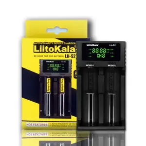LiitoKala Lii-S2 배터리 충전기 자동 극성 감지 18650 26650 18350 18340 AA AAA 리튬 이온 Ni-MH 배터리