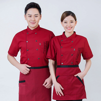 Uniforme de Chef de Service Alimentaire pour Restaurant, Cuisine, Boulangerie, Café, et Traiteur, Manches Courtes, Double Boutonnage, Vêtements de Travail Professionnels en Gros