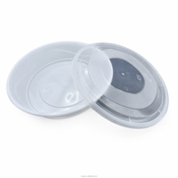 Conteneur alimentaire rond en PP de 2000 ml avec couvercle Blanc/Transparent Recyclable Compatible micro-ondes Anti-fuite Sans BPA