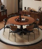 Table à manger ronde en noyer noir massif, plateau en parquet à haute résistance, base en bois créative, table à manger pour la maison