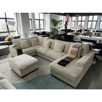 PZCN HOME 모던 6인용 코듀로이 모듈형 소파 세트 가구 부드러운 U자형 소파와 쉐이즈 라운지가 있는 거실용