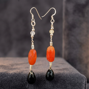 Pendientes de Gota con Cuentas Negras Coral de Art Palace, Pendientes de Gancho Plateados de Estilo Clásico para Uso Diario de Mujer - Product Image 2